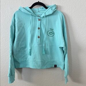 Margaritaville Green Bay Packers Women's Teal Mint Green Hoodie with Buttons